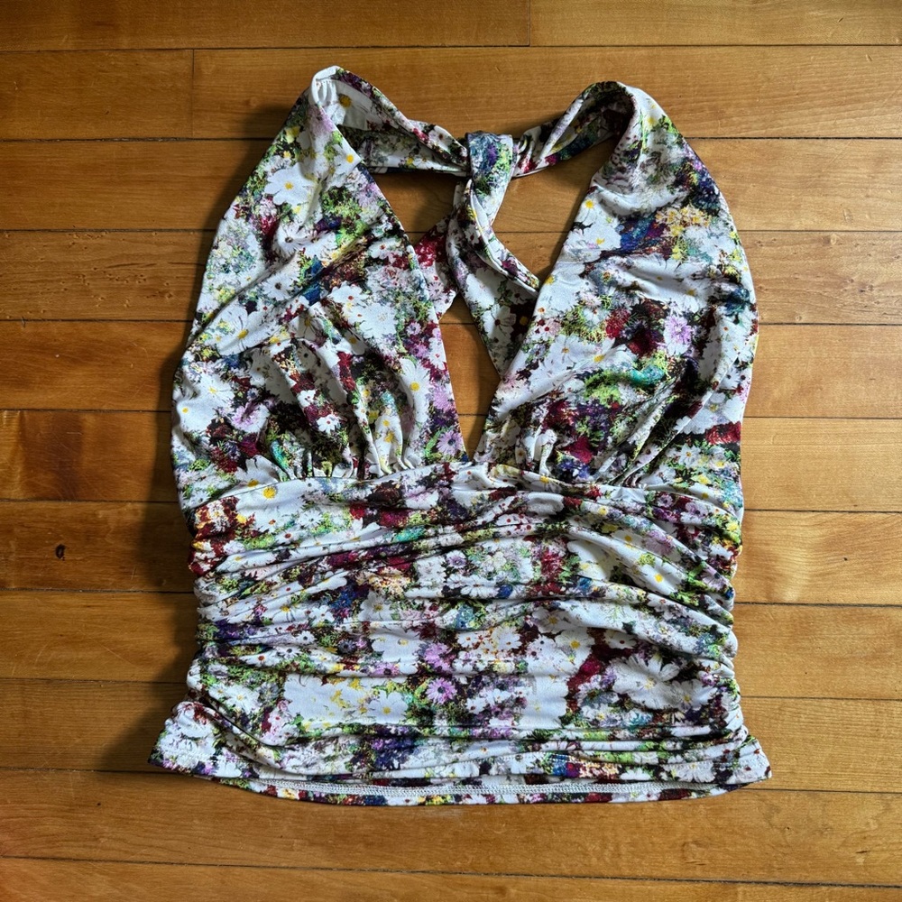 Guess Sleeveless Ruched Floral Tank Top